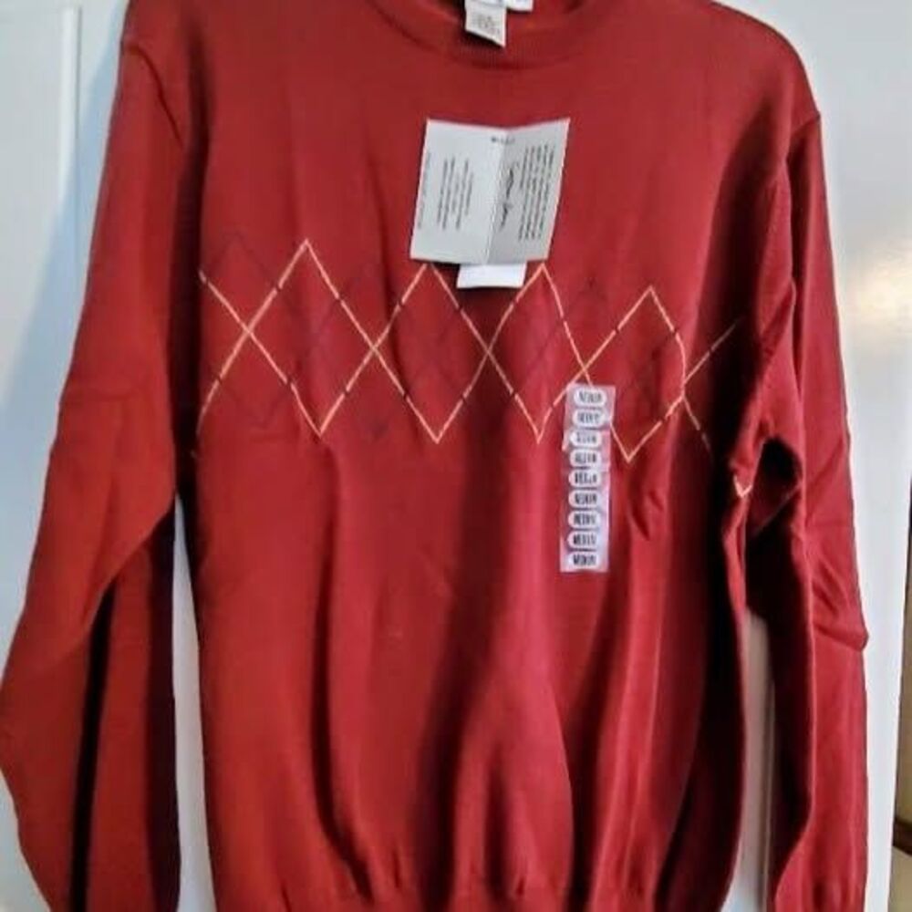 Geoffrey Beene Men's Argyle Cotton Crewneck Sweater M New w tags